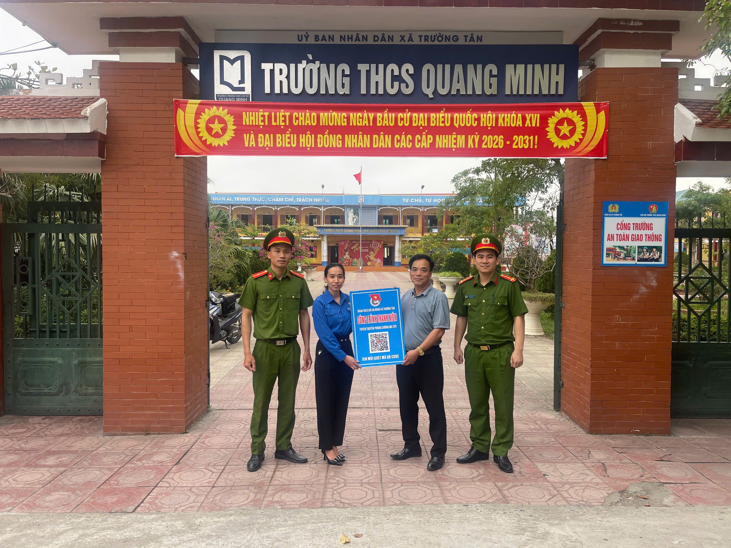 Chi đoàn Công an xã Trường Tân triển khai công trình thanh niên tuyên truyền phòng, chống ma túy